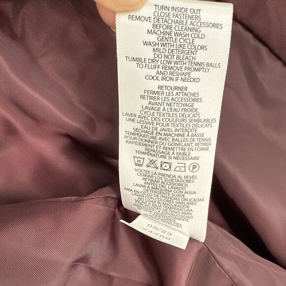 Lauren Ralph Lauren womens XL Burgundy Down Puffer Coat Faux Fur Hooded Jacket - Picture 8 of 10